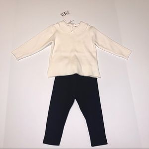 Zara Baby - Soft Knitted Sweater W/ Black Leggings